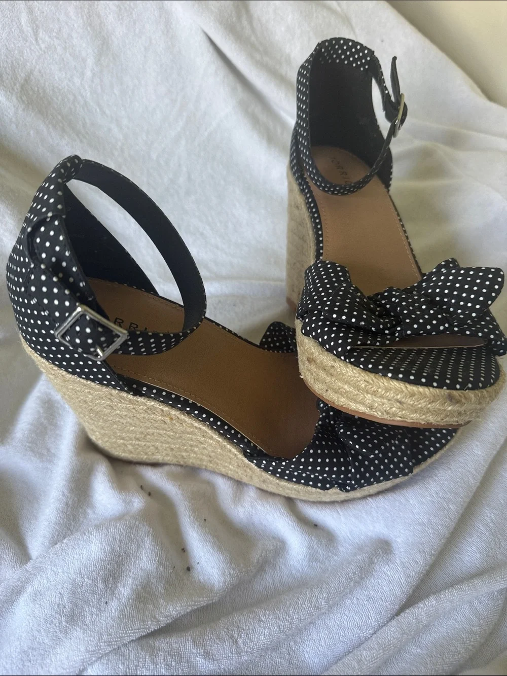 torrid Black Polka Dot Wedge Espadrille Sandals